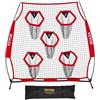 VEVOR Rete da Allenamento Portatile Rete Rimbalzo per Calcio Rugby Baseball 208 x 91 x 189 cm con 5 Tasche per Bersagli, Borsa Portaoggetti Portatile e Cinghie, Allenamento con Bersaglio, Rosso