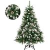 GIGALUMI Albero di Natale artificiale pieghevole da 120 cm, albero di Natale retrattile con neve e vere pigne decorazione per interni