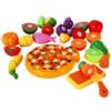 HobbyLane 24 pezzi gioco cibo set giocattolo da cucina taglio pizza frutta verdura cibo con collegamento in velcro per bambini, giocattolo educativo gioco di ruolo, giocattolo educativo regalo