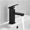 YYTECH Rubinetto per lavabo, colore nero, miscelatore per lavabo caldo e freddo, miscelatore monocomando, nero opaco, per bagno in acciaio inox e ottone