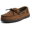 Dearfoams Pantofole a mocassino da uomo, papà, fratello, marito, pantofole da uomo in memory foam traspirante Toby, Caffè, 9-10