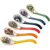 HENXFEN LEAD Cucchiaio da minestra in porcellana, 16,5 cm, per zuppe, gnocchi, riso e tagliatelle Pho Wonton, colorati, confezione da 6, stile bohémien