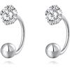 SLUYNZ Argento CZ Half Hoop Orecchini per le Donne Teen Girls CZ Orecchini a Cerchio Aperti Huggie Cartilagine Helix Piercing Vite A Sfera Indietro, 1.4g, A-Silver
