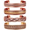 Touchstone Braccialetto indiano realizzato a mano in rame, con magnete, per chakra, idea regalo per donne e uomini, set da 3, 4 inches, rame e ottone, Nessuna pietra preziosa