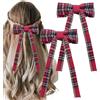 Qusmeiyici 2 fermagli per capelli con fiocco in tartan, fiocco rosso a quadri, fermagli per capelli scozzesi, eleganti forcine per capelli, accessori per capelli alla moda (stile 2)