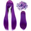HTTDSLF Parrucca Hun-ter Cosplay, Lunga Lisci Viola Parrucche, Parrucche per Costumi Anime per Donne, 80cm/ 31 Pollice Lungo L-isci Donna Lisci P-arrucche, per Halloween, Feste di Carnevale