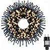 Gresonic - Catena luminosa a LED con cluster, alimentazione elettrica, decorazione per interni ed esterni, giardino, albero di Natale, matrimonio (750 LED, luce bianca calda fissa)