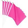 sourcing map Bandiera rosa con bastone tenuto in mano, piccolo, mini bandiera fai da te, 30 x 20 cm, rettangolare, per festival, eventi, feste, decorazione, confezione da 25