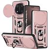 Yutwo Cover per Honor Magic 7 Lite 5G, Custodia per Honor Magic 7 Lite 5G Antiurto Scorrevole Protezione Fotocamera Custodia con 360°Rotante Anello Supporto Cover, Rosa