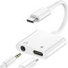 Bamkey Adattatore USB C a Jack da 3,5 mm per Cuffie, 2 in 1 Adattatore Jack 3.5 Sdoppiatore Cavo Aux Type C Audio Convertitore per iPhone 17 16 15 Plus Pro Max, iPad Pro Air Mini, Samsung Galaxy S25 S24 S23