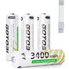 GOTOBI AA Pile Ricaricabili con 4 in 1 Cavo di ricarica USB-C,1.5V 3400 mWh Batterie al litio Ricaricabili 1600 cicli Confezione da 4 pezzi