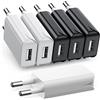 TONGKTAI Caricatore USB 5W, 6 Pack Adattatore USB da Muro 5V/1A, Caricabatterie Universale con Spina per iPhone, MP3, Ventilatore, Smartwatch e Altri Dispositivi