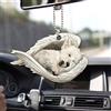 Talataca White West Highland Terrier Sleeping Angel Wing Westie Memorial 2D Flat Car Rear View Mirror Accessories Christmas Tree Ornament Decoration Hanging Charm Interior Rearview Pendant Decor Decor