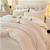 LLanCL Set di biancheria da letto con design jacquard 3D, ultra morbido, caldo, per letto matrimoniale, in peluche, 2 pezzi, lussuoso, comodo, con 1 federa (172,7 x 228,6 cm, bianco crema)
