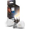 Philips Hue White Ambiance Luster, Lampadina Sferica Smart, Luce Bianca da Calda a Fredda, 5.1W, Dimmerabile, Bianco, confezione da 2
