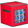 Wintem - Contenitore per 64 Palline di Natale in TNT 30x30x30 cm con Finestra Frontale Trasparente, Scomparti Modulari e Zip Robusta per Decorazioni Natalizie Facile da Riporre e Trasportare