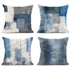 Emvency Set di 4 federe per cuscini blu e grigie, bianche, opere d'arte contemporanea, decorative, grigie, per divano, camera da letto, auto, decorazione per la casa, quadrate, 45,7 x 45,7 cm