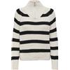 ONLY Onlleise Freya LS Zip Collo Alto Knt Noos Maglione Donna, Betulla/Strisce: Nero, M