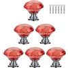 BOZONLI 6 Pezzi Pomelli per Mobili, Pomelli Manopole di Cristallo Rosso 30mm Manopole a Forma Diamanti Maniglia per Porte Armadietti Cassetti e Guardaroba Accessori Mobili