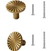 HAOXYO 2-Pack Pomelli per Cassetti di Mobili Vintage in Ottone Antico,Maniglie per Armadio-Pomelli Rotondi Vintage per Cucina,Bagno,Comò e Mobili,Lega Zinco(4 Viti)