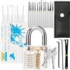 LURICO 20 Pezzi Lockpicking Set, Grimaldelli Professionali Con 1 Lucchetti Trasparent, Chiave Universale per Lucchetti e Kit Apertura Completo, Lockpicking Set per Fabbri Principianti ed Esperti
