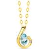 Miore Collana Donna con Catena, Topazio Blu con Diamante taglio Brillante Oro Giallo 9 Kt / 375 Catenina Cm 45