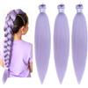 YOUYIKE 3pcs Extension Capelli Viola, 68cm CapelliViola Lunghi Treccia con Elastico Connettori Bambina Tessuto Pre-stiramento Coda Capelli per Cosplay (Viola chiaro)