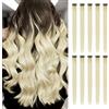 ELNX 10 Pezzi Extension Capelli Bianche | 22 Clip-In Extensions | Capelli Lunghi Lisci Colorati Clip-In in Materiale Sintetico per Ragazze, Bambini, Donne, Uso Quotidiano, Feste, Natale (Bianco Sporco)