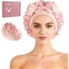 BUTBU Cuffia Seta Capelli Notte, 22 Momme, Cuffia da Notte per Donna in Seta di Gelso 50%, Fascia Elastica Regolabile, Morbida e Protettiva, per Capelli Ricci e Lunghi -Nero