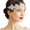 RUNRAYAY 20th Anno 20 con capo con cristallo Incredibile copricapo Gatsby Vintage 20th Anno 20 con capo Gatsby accessori (bianco)