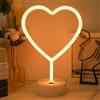 JEMESI Luce a cuore al neon, insegna a cuore al neon bianco caldo, lampada LED a batteria o alimentata tramite USB per San Valentino, luci decorative da tavolo per stanza, dormitorio, matrimonio