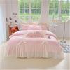SOUKECHY Set copripiumino per ragazze in pizzo, per letto matrimoniale, elegante con volant e grazioso fiocco, stile principessa, 1 copripiumino con 2 federe, senza piumino, rosa, queen size