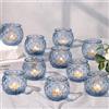 DARJEN Set di 24 portacandele votivi blu rotondi in vetro, per candele tealight, con texture a diamante, per centrotavola di nozze, feste e decorazioni per la casa