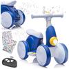 Itslife Bicicletta Senza Pedali Elettrica con Macchina per Bolle per Bambini e Bambine di 1-4 Anni, 4 in 1 Giocattoli per Bambini con Musica, Luci LED, Regalo per Compleanno, Natale, Blu-bianco