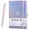 ZTUOK Taccuino A5 con penna a righe, con laser, glitterato, formato A5, per ragazze e donne, grazioso diario con copertina rigida a forma di cuore, per scuola, lavoro, scuola, affari, colore viola