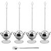 JRSHIRLEYLTD 4 pezzi Tè sfuso Set in acciaio inox con gancio a catena allungato e Prendi cucchiaino, Riutilizzabile Teiera Tè sfuso infusore grande,Infusore Tè Rete in Acciaio Colino