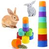 AMSGANK 8 Pezzi Tazze Impilabili per Conigli, Giochi per Conigli Giocattoli Nidificanti Coniglio Giocattolo Foraggiamento per Coniglio Nano senza BPA per Piccoli Animali, Criceti etc