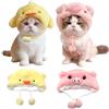 FOSDICK 2 Pezzi Cappello Gatto, Morbido Peluche Cappelli per Gatti, Adorabile Cappello per Gatto, Modelli con Pulcini e Maialino Cappellino gatto, Cappellino per Gatti Copricapo Accessori