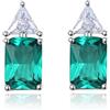 HeyMeili Orecchini Donna con Smeraldo e Zirconia in Argento 925, Orecchini a Bottone Anallergici per le Donne