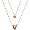 Bronzallure Collana Donna Graduata placcata Oro 18k - Collana Doppio Filo con Iniziale V e Cuore - Gioielli Made in Italy - Idea Regalo Compleanni, Anniversari, Festa Donna, Festa Mamma