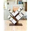 Vigo Wood Libreria a 3 ripiani, motivo geometrico, dimensioni ridotte, struttura in legno