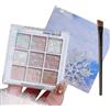 FresFresi Palette di ombretti glitterati da donna, altamente pigmentati, con sfumature brillanti di bianco e rosa, con pennello per il trucco, adatto per le dimensioni da viaggio delle ragazze