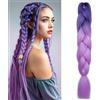 Benehair - Extension per trecce ombré jumbo, capelli sintetici, 60 cm, per box braid, capelli intrecciati per donne e ragazze, colore viola scuro/lilla