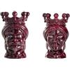 BEVILACQUA SET DI 2 TESTE DI MORO, CERAMICA ARTIGIANALE SICILIANA BORDEAUX, 35 cm - h 35 x 20 x 20 cm