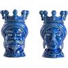 BEVILACQUA SET DI 2 TESTE DI MORO, CERAMICA ARTIGIANALE SICILIANA BLU, 40 cm - h 40 x 26 x 26 cm