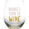 Pearhead Mama's Turn to Wine - Bicchiere da vino senza stelo, idea ricordo della mamma, a pois dorati, 453,6 ml