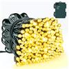 Dalugo Catena luminosa a batteria esterna, 10 m, 100 LED, luce bianca calda, cavo verde con timer, IP65, impermeabile, per interni ed esterni, decorazioni natalizie
