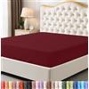 Utopia Bedding Lenzuolo con angoli per letto queen size, con tasca profonda, in morbida microfibra, resistente al restringimento e allo sbiadimento, facile da pulire, solo 1 lenzuolo con angoli (rosso