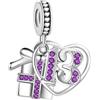 FGT Ciondolo a forma di cuore per festeggiare il 13° compleanno, compatibile con braccialetti Pandora, con zirconi cubici scintillanti, Misura unica, Rame Zirconia cubica, Zirconia cubica