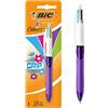 Bic 4 colori penna a sfera con impugnatura morbida, tratto medio, colori assortiti Blister x 1 Fashion